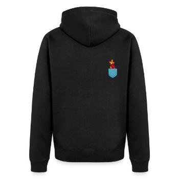 Papagei Pocket Papagei Vogel Lustiger Papagei - Unisex Premium Bio Zip Hoodie - Schwarz - Hinten - Nico (187cm)