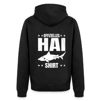Hai - Offizielles Hai Shirt Haifisch Haifische Hai - Unisex Premium Bio Zip Hoodie - Schwarz - Hinten - Nico (187cm)
