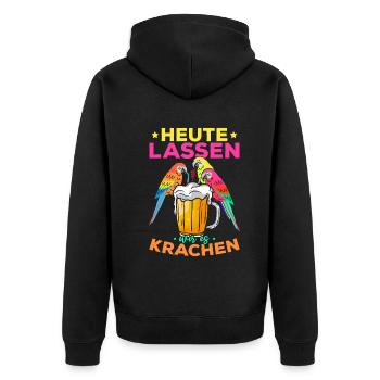 Heute Lassen Wir Es Krachen Lustige Papageien - Unisex Premium Bio Zip Hoodie - Schwarz - Hinten - Nico (187cm)