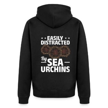 Sea urchin lovers are easily fascinated by sea urchins - Unisex Premium Organic Zip Hoodie - black - Back - Nico (187cm)
