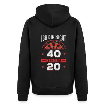 Ich bin nicht 40 Ich bin double 20 - Geburtstag - Unisex Premium Bio Zip Hoodie - Schwarz - Hinten - Nico (187cm)