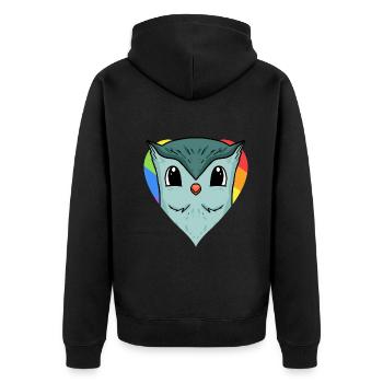 Eule Lgbt Regenbogen Farben - Unisex Premium Bio Zip Hoodie - Schwarz - Hinten - Nico (187cm)