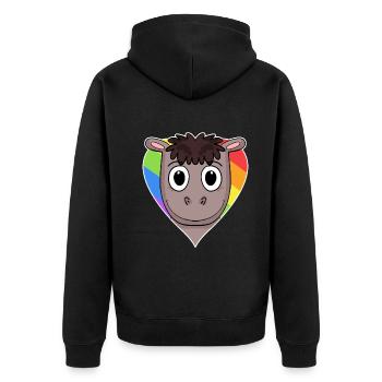 Pferd Lgbt Regenbogen Farben - Unisex Premium Bio Zip Hoodie - Schwarz - Hinten - Nico (187cm)