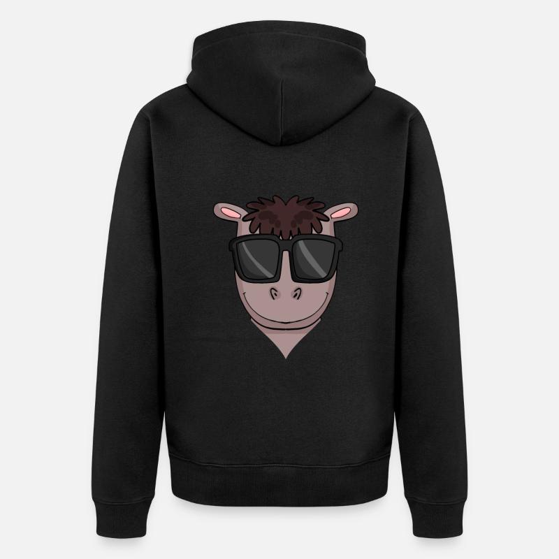 Cheval avec lunettes de soleil - Veste à capuche bio Premium Unisexe - noir