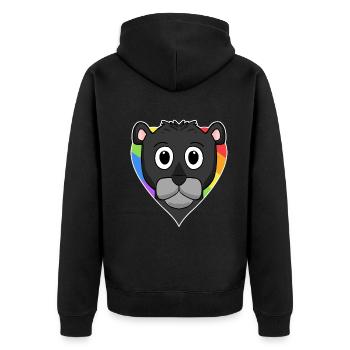 Schwarzer Panther Lgbt Regenbogen Farben - Unisex Premium Bio Zip Hoodie - Schwarz - Hinten - Nico (187cm)