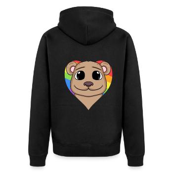 Braunbär Lgbt Regenbogen Farben - Unisex Premium Bio Zip Hoodie - Schwarz - Hinten - Nico (187cm)