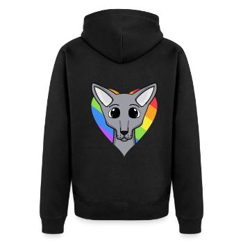 LGBT Cat Sphynx Rainbow - Unisex Premium Organic Zip Hoodie - black - Back - Nico (187cm)