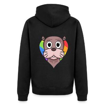 Seelöwe Lgbt Regenbogen Farben - Unisex Premium Bio Zip Hoodie - Schwarz - Hinten - Nico (187cm)