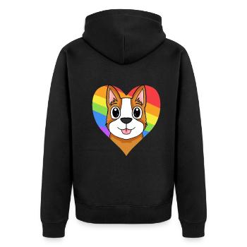 LGBT Dog Welsh Corgi Pembroke Rainbow - Unisex Premium Organic Zip Hoodie - black - Back - Nico (187cm)