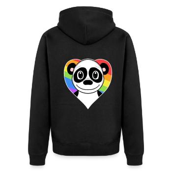 Homosexuell Regenbogen Panda LGBT - Unisex Premium Bio Zip Hoodie - Schwarz - Hinten - Nico (187cm)