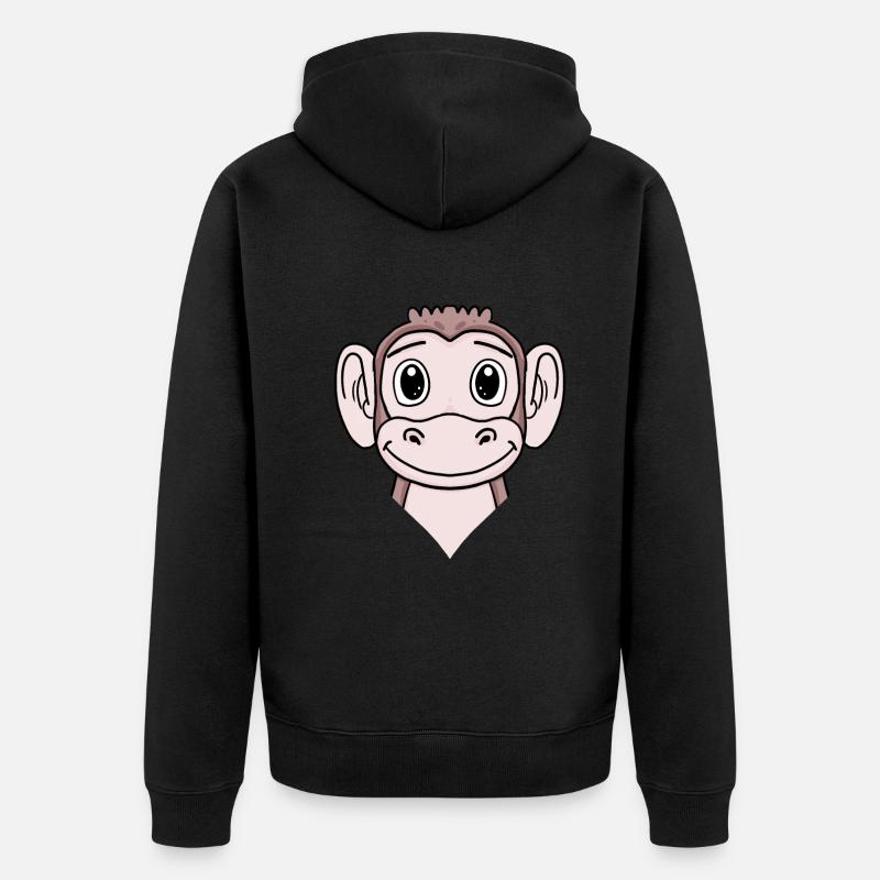 Affe - Unisex Premium Bio Zip Hoodie - Schwarz