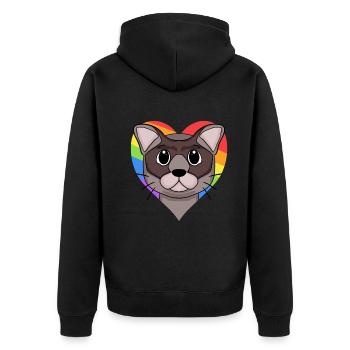 Burma Cat Rainbow Heart - Unisex Premium Organic Zip Hoodie - black - Back - Nico (187cm)