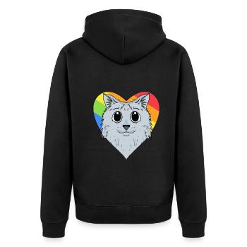 CHAT LGBT Sibérien Chat Arc-en-ciel - Veste à capuche bio Premium Unisexe - noir - Dos - Nico (187cm)