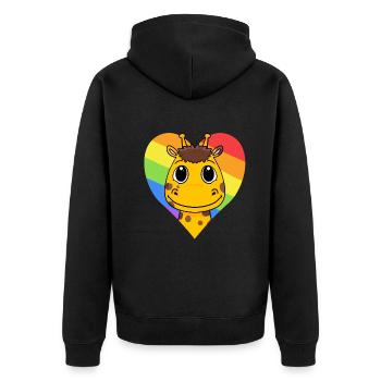Giraffe LGBT Regenbogen Farben - Unisex Premium Bio Zip Hoodie - Schwarz - Hinten - Nico (187cm)