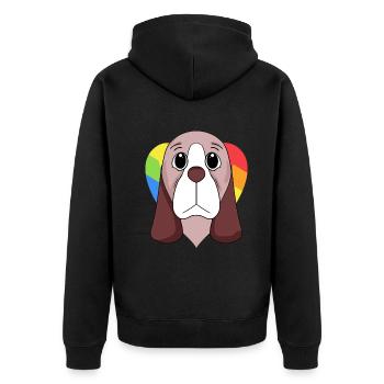 Basset Hound Hund - Unisex Premium Bio Zip Hoodie - Schwarz - Hinten - Nico (187cm)