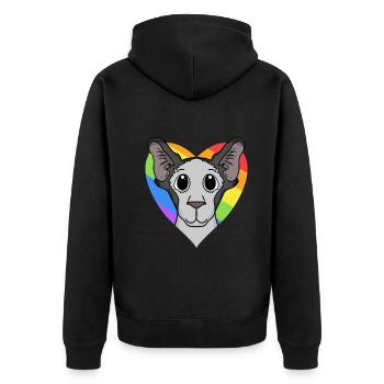LGBT Cat Oriental Shorthair Rainbow - Unisex Premium Organic Zip Hoodie - black - Back - Nico (187cm)