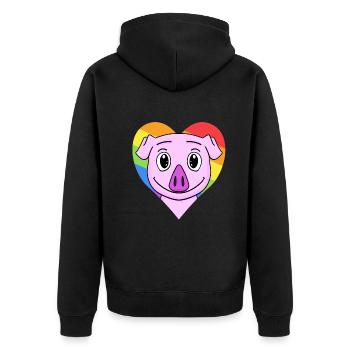 Schwein Lgbt Regenbogen Farben - Unisex Premium Bio Zip Hoodie - Schwarz - Hinten - Nico (187cm)