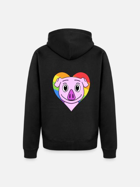Gris Lgbt Regnbue Farver - Premium økologisk unisex-hættejakke - sort