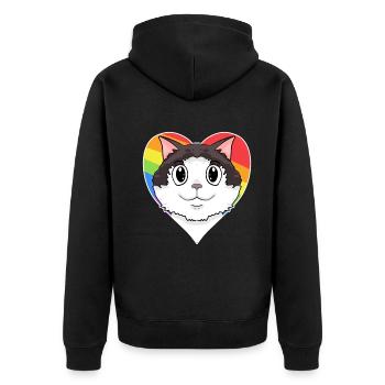Ragdoll Katze - Regenbogen Herz - Unisex Premium Bio Zip Hoodie - Schwarz - Hinten - Nico (187cm)