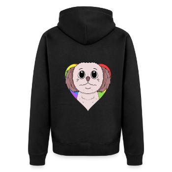 Shih Tzu Hund - Unisex Premium Bio Zip Hoodie - Schwarz - Hinten - Nico (187cm)