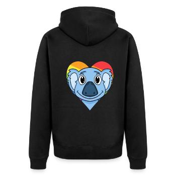 LGBT Tier Koala Regenbogen - Unisex Premium Bio Zip Hoodie - Schwarz - Hinten - Nico (187cm)