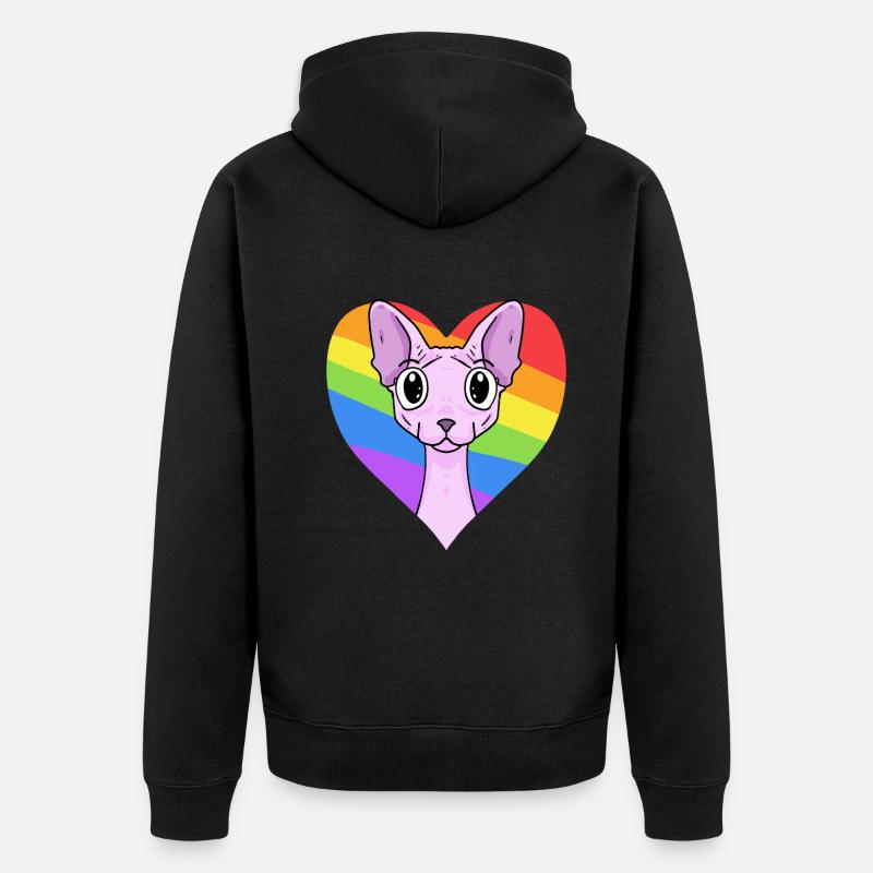 Chat LGBT Sphynx Rainbow - Veste à capuche bio Premium Unisexe - noir