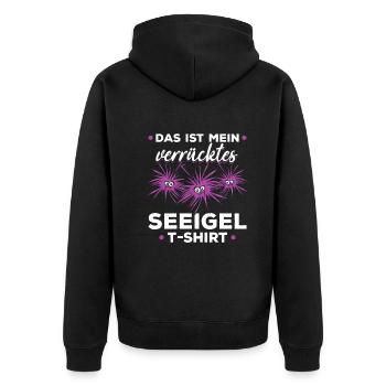 Das ist mein verrücktes Seeigel T-Shirt Seeigel - Unisex Premium Bio Zip Hoodie - Schwarz - Hinten - Nico (187cm)