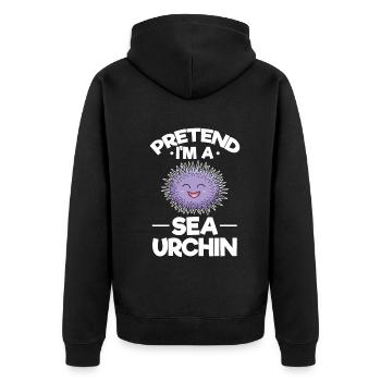 Pretend I'm a sea urchin - Unisex Premium Organic Zip Hoodie - black - Back - Nico (187cm)