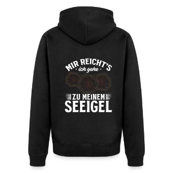 Seeigel I Mir Reicht's Ich Gehe Zu Meinem Seeigel - Unisex Premium Bio Zip Hoodie - Schwarz - Hinten - Nico (187cm)