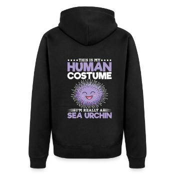 Das ist mein menschliches Kostüm Ich bin wirklich - Unisex Premium Bio Zip Hoodie - Schwarz - Hinten - Nico (187cm)