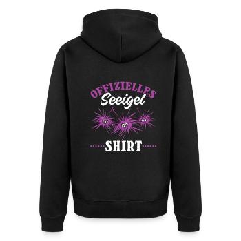Offizielles Seeigel Shirt Lustiges Seeigel - Unisex Premium Bio Zip Hoodie - Schwarz - Hinten - Nico (187cm)