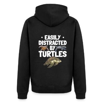 Cute turtle lovers that I easily learn from - Unisex Premium Organic Zip Hoodie - black - Back - Nico (187cm)