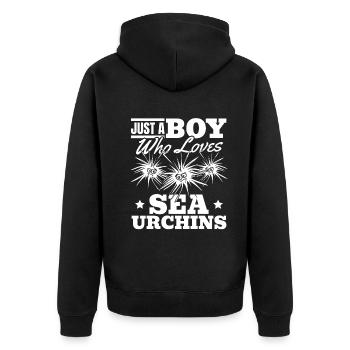 Sea urchin lovers - Just a boy, the sea urchin - Unisex Premium Organic Zip Hoodie - black - Back - Nico (187cm)