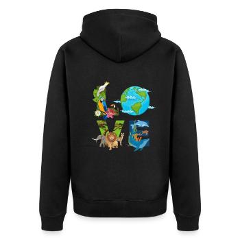 Earth, Love Animals, Environment, Climate Change, Day of - Unisex Premium Organic Zip Hoodie - black - Back - Nico (187cm)