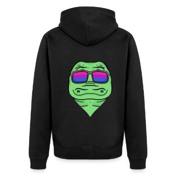 Bisexuell Krokodil Geschenk - Unisex Premium Bio Zip Hoodie - Schwarz - Hinten - Nico (187cm)