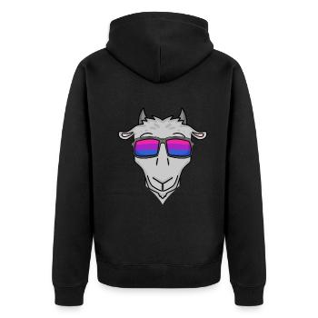 Bisexuell Ziege Geschenk - Unisex Premium Bio Zip Hoodie - Schwarz - Hinten - Nico (187cm)