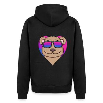 Bisexuell Braunbär Geschenk - Unisex Premium Bio Zip Hoodie - Schwarz - Hinten - Nico (187cm)