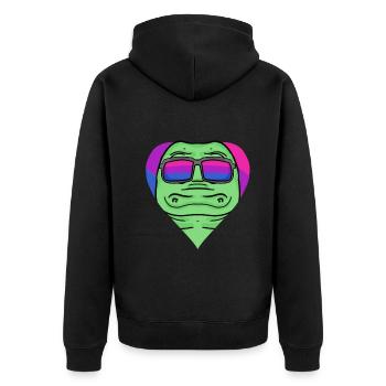 Bisexuell Krokodil Geschenk - Unisex Premium Bio Zip Hoodie - Schwarz - Hinten - Nico (187cm)