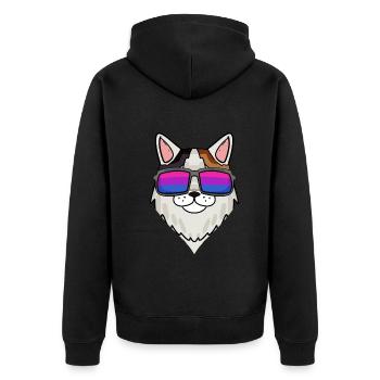 Bisexual Turkish Van Cat Gift - Unisex Premium Organic Zip Hoodie - black - Back - Nico (187cm)