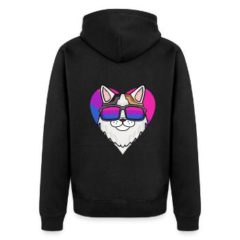Bisexual Turkish Van Cat Gift - Unisex Premium Organic Zip Hoodie - black - Back - Nico (187cm)