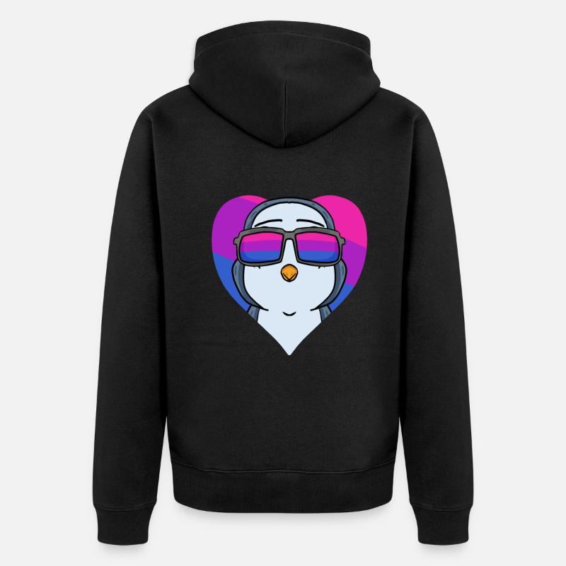 Bisexuell Pinguin Geschenk - Unisex Premium Bio Zip Hoodie - Schwarz