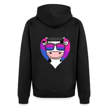 Bisexuell Kuh Geschenk - Unisex Premium Bio Zip Hoodie - Schwarz - Hinten - Nico (187cm)