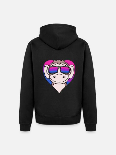 Bisexual Monkey Gift - Unisex Premium Organic Zip Hoodie - black