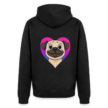 Bisexuell Mops Hund Geschenk - Unisex Premium Bio Zip Hoodie - Schwarz - Hinten - Nico (187cm)