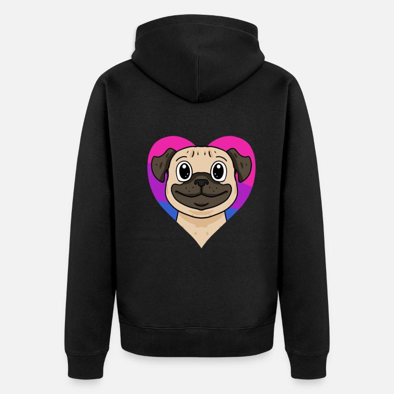 Bisexuell Mops Hund Geschenk - Unisex Premium Bio Zip Hoodie - Schwarz