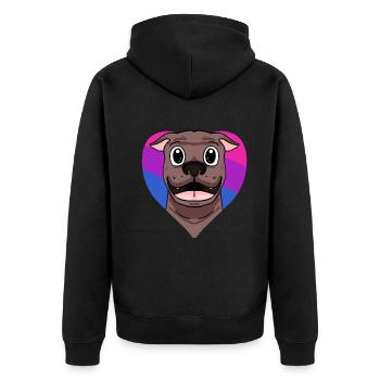 Bisexuell Pit Bull Terrier Hund Geschenk - Unisex Premium Bio Zip Hoodie - Schwarz - Hinten - Nico (187cm)