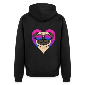 Bisexuell Mops Hund Geschenk - Unisex Premium Bio Zip Hoodie - Schwarz - Hinten - Nico (187cm)