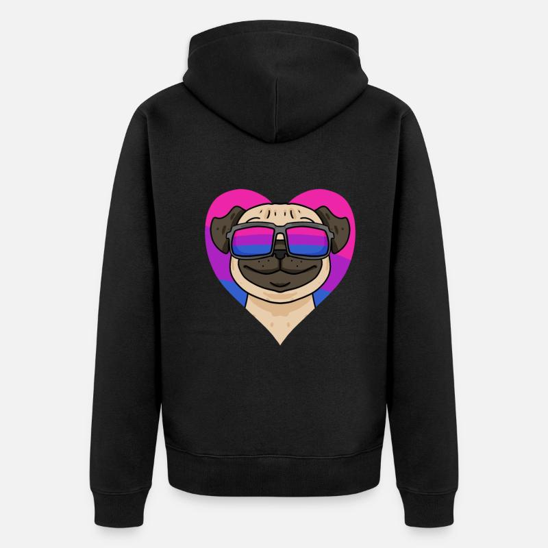 Bisexuell Mops Hund Geschenk - Unisex Premium Bio Zip Hoodie - Schwarz