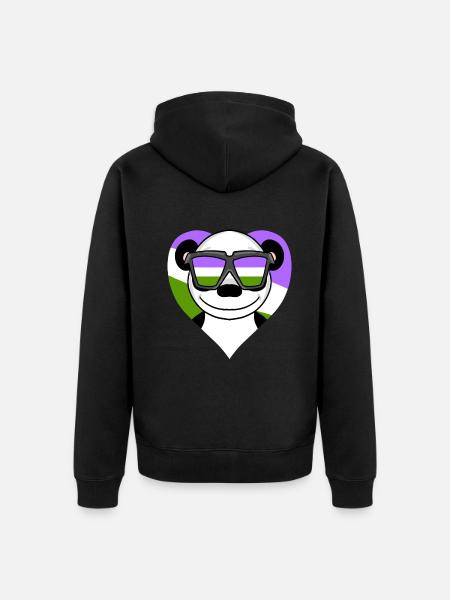 Genderqueer Panda - Unisex Premium Organic Zip Hoodie - black