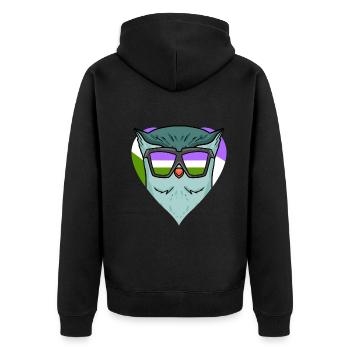 Hibou genderqueer - Veste à capuche bio Premium Unisexe - noir - Dos - Nico (187cm)